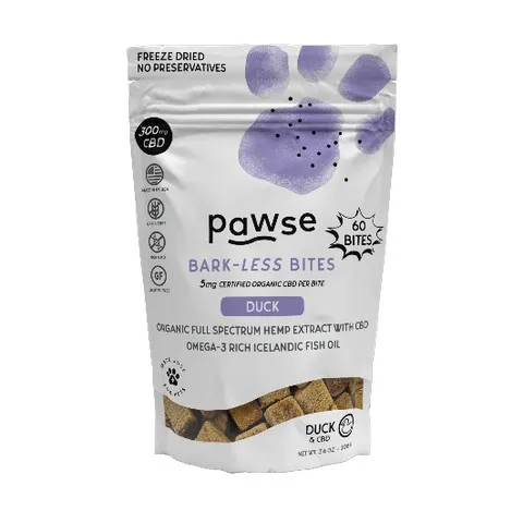 1ea 60pc Pawse 300mg Duck Bark-Less Bites - Dog/Cat Supplements